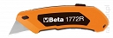 BETA 1772R Nóż z ostrzem trapezowym chowanym 18 mm , 5 ostrzy zapasowych