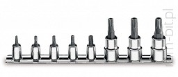 BETA 910PT/SB8 Komplet 8 Nasadek z końcówką trzpieniową profil 5-cio ramienny 1/4'' i 3/8''