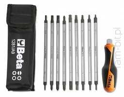 BETA 1281BG/A9 Komplet 9 grotów dwustronnych i rękojeści w pokrowcu 1/4''