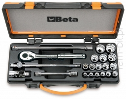 BETA 920AS/MBM-C21  Komplet 21 Nasadek calowych dwunastokątnych z akcesoriami 1/2''