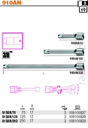 BETA 910AN Przedłużacze z zabierakiem kulistym 3/8"