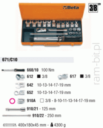 BETA 671/C10 Pokrętło  dynamometryczne 668/10 z głowicami i akcesoriami
