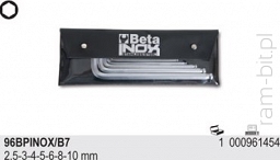 BETA 96BPINOX-AS/B8 Komplet kluczy trzpieniowych kątowych z końcówką kulistą, wykonanych ze stali nierdzewnej