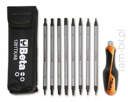 BETA 1281BG-TX/A8 Komplet 8 grotów dwustronnych i rękojeści w pokrowcu 1/4''