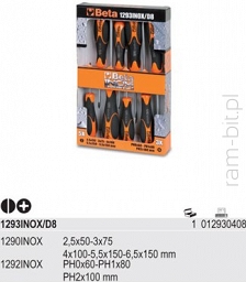 BETA 1293INOX/D8  Komplet 8  Wkrętaków wykonanych ze stali nierdzewnej